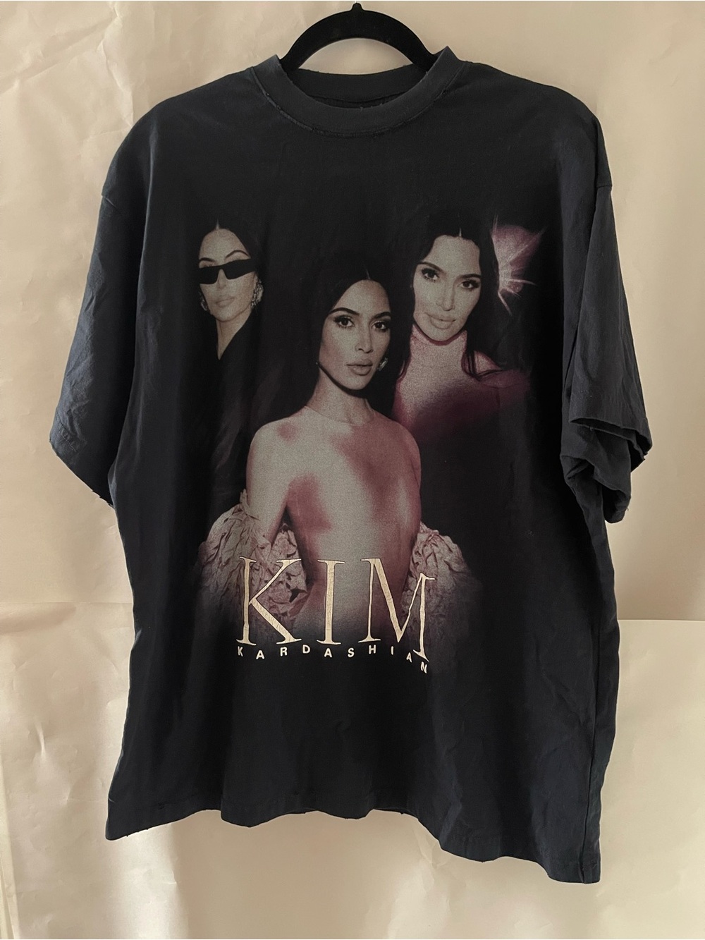 Balenciaga Kim K Fanclub Distressed Black Tee Sz 1